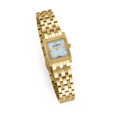 Saint Honore Paris Royale Mini Gold-Plated Watch with White Mother-of-Pearl Dial & Diamond Indexes