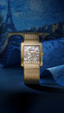 Saint Honoré Paris Palais Royal Women's 26mm Gold Plated Diamond Watch with White Mosaic Mother-of-Pearl Dial