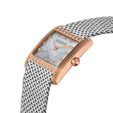 Saint Honore Palais Royal Women's White MOP Dial Rose Gold Case with Diamonds Silver Mesh Blacelet Watch