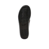 The bottom of the sandal featuring a textured, non-slip black rubber grip with embossed Prestige branding patterns.