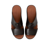 Bird's-eye view of the Prestige sandals highlighting the unique H-style strap architecture and stitching.