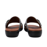 Rear view of the heel area of PRESTIGE sandals showing the "PRESTIGE Made in Italy" branding on the sole.