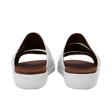 Rear view of the sandals showing the "PRESTIGE" branding embossed on the black heel.
