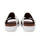 Back view of the sandals showing the heel cushioning and the "Prestige" branding embossed on the black outsole.