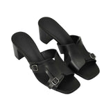 Prestige Women's Summer Monk Heels Black Sandal