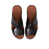 Bird's-eye view of the Prestige sandals highlighting the unique H-style strap architecture and stitching.