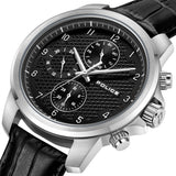 Police Mensor Gents Black Dial Silver Stailess Steel Case Black Leather Strap Watch