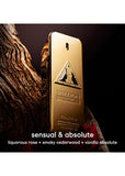 Paco Rabanne 1M Elixir Parfum Intense 100ml Gold bottle of Million Luxe perfume held by a hand against a dark background