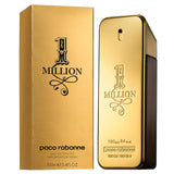 Paco Rabanne 1 Million perfume bottle and packaging on a white background