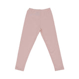 A dusty rose two-piece Petit Bateau pajama set for girls, featuring a long-sleeve top with a central floral graphic and matching long leggings.
