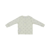 Beige-colored two-piece Petit Bateau pajama set for girls with an all-over silver glitter heart pattern and ribbed ankle and wrist cuffs.