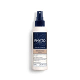 Front studio shot of Phyto Reparation Repair Spray 150ml, available at Blue Salon Online. The slim amber cylindrical spray bottle features a clean white label with yellow minimalist text accents, topped with a clear protective cap over its atomizer pump.