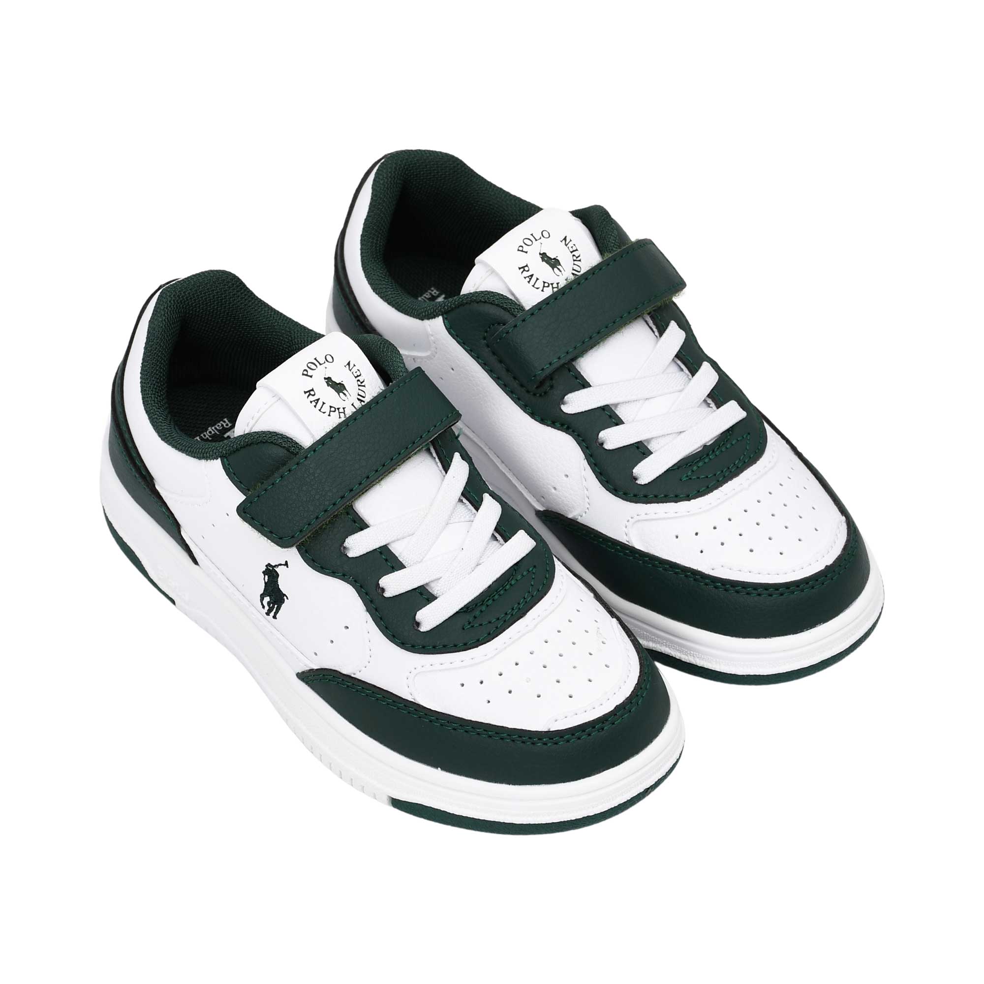 Polo Ralph Lauren Kids Boy’s White & Green Sneakers – Now Online