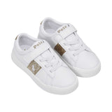 Polo Ralph Lauren Kids Girl’s White & Gold Sneakers – Available for Online Purchase