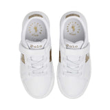 Polo Ralph Lauren Kids Girl’s White & Gold Sneakers – Available for Online Purchase