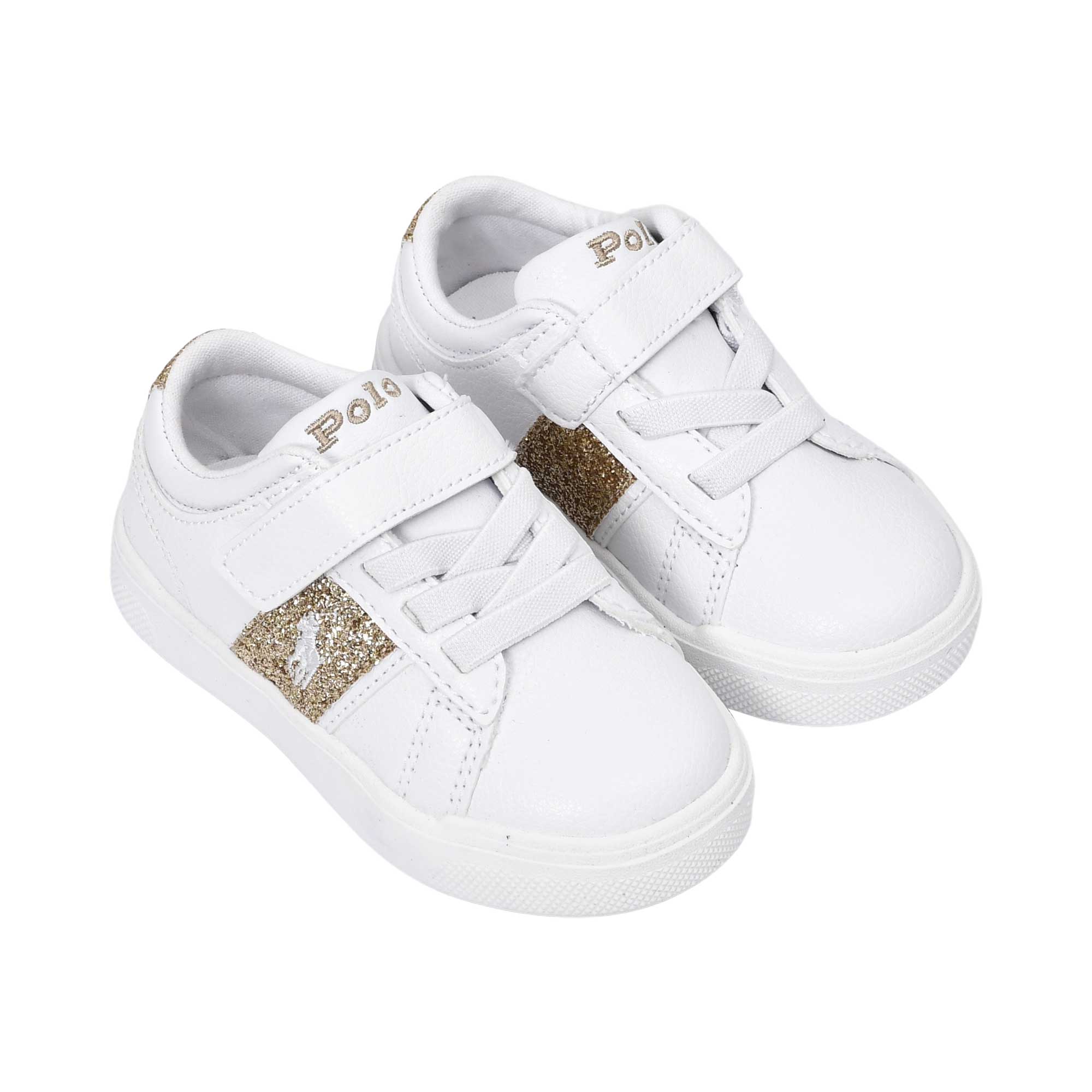 Polo Ralph Lauren Kids Girl’s White & Gold Sneakers – Buy Now Online
