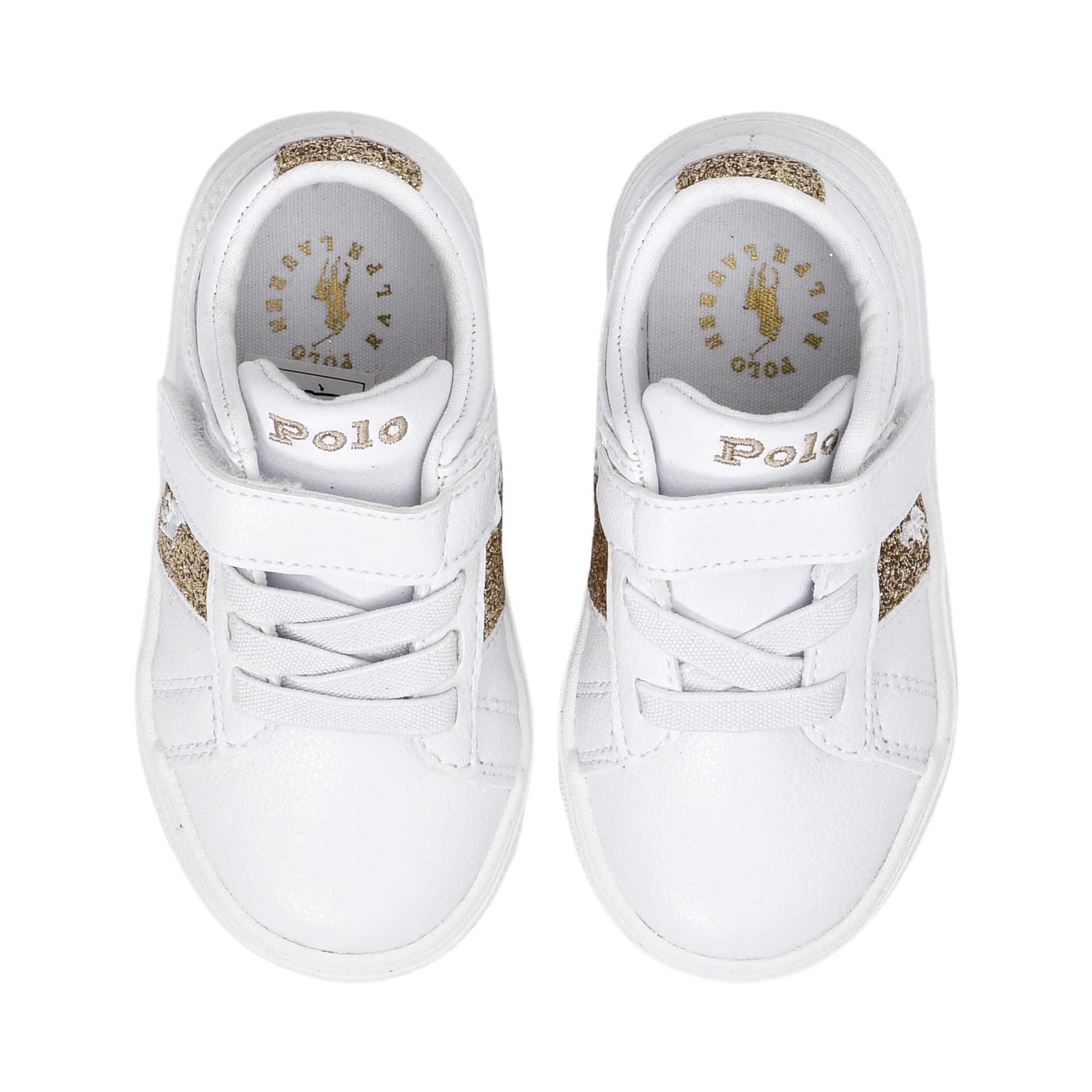 Polo Ralph Lauren Kids Girl’s White & Gold Sneakers – Buy Now Online