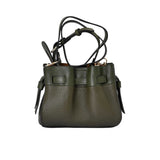 The back of the Pourchet  pebbled leather bag, highlighting the structured "blossom" silhouette and smooth leather trim detailing.