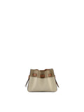  The back of the Pourchet  pebbled leather bag, highlighting the structured "blossom" silhouette and smooth leather trim detailing.