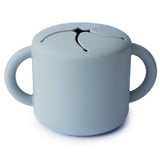 Mushie Kids Silicone Snack Cup - Powder Blue | Spill-Resistant Toddler Feeding Essential