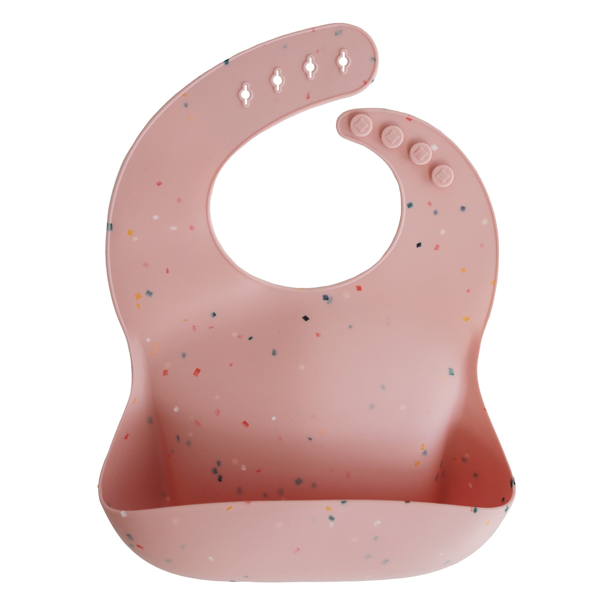 Mushie Kids New Born Silicone Bib Powder Pink Confetti | Feeding | GCC | New Born | New Born Girl (0M - 9M) Mushie Kids New Born Silicone Bib Powder Pink Confetti | Feeding | GCC | New Born | New Born Girl (0M - 9M)