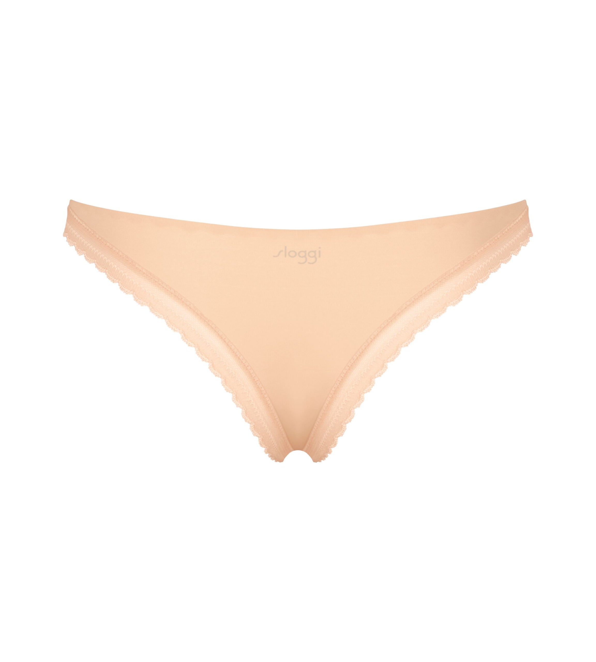 Product-only back view of the Sloggi Body Adapt Twist Brazil panty in powder orange, highlighting the mesh waistband and seamless finish. Shop Online
