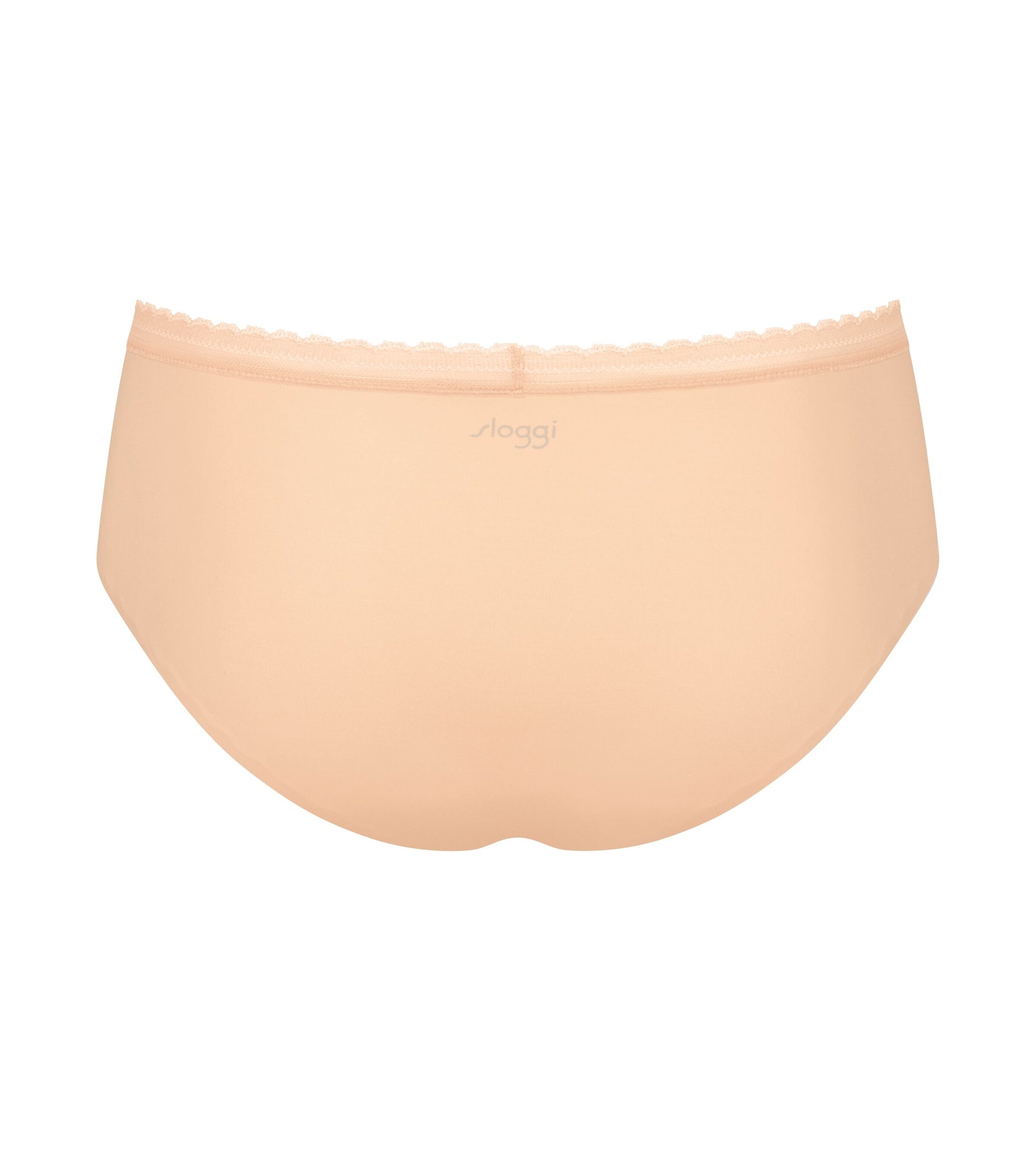 Product-only back view of the Sloggi Body Adapt Twist hipster panty in powder orange, showcasing the mesh waistband and seamless laser-cut edges. Available Online