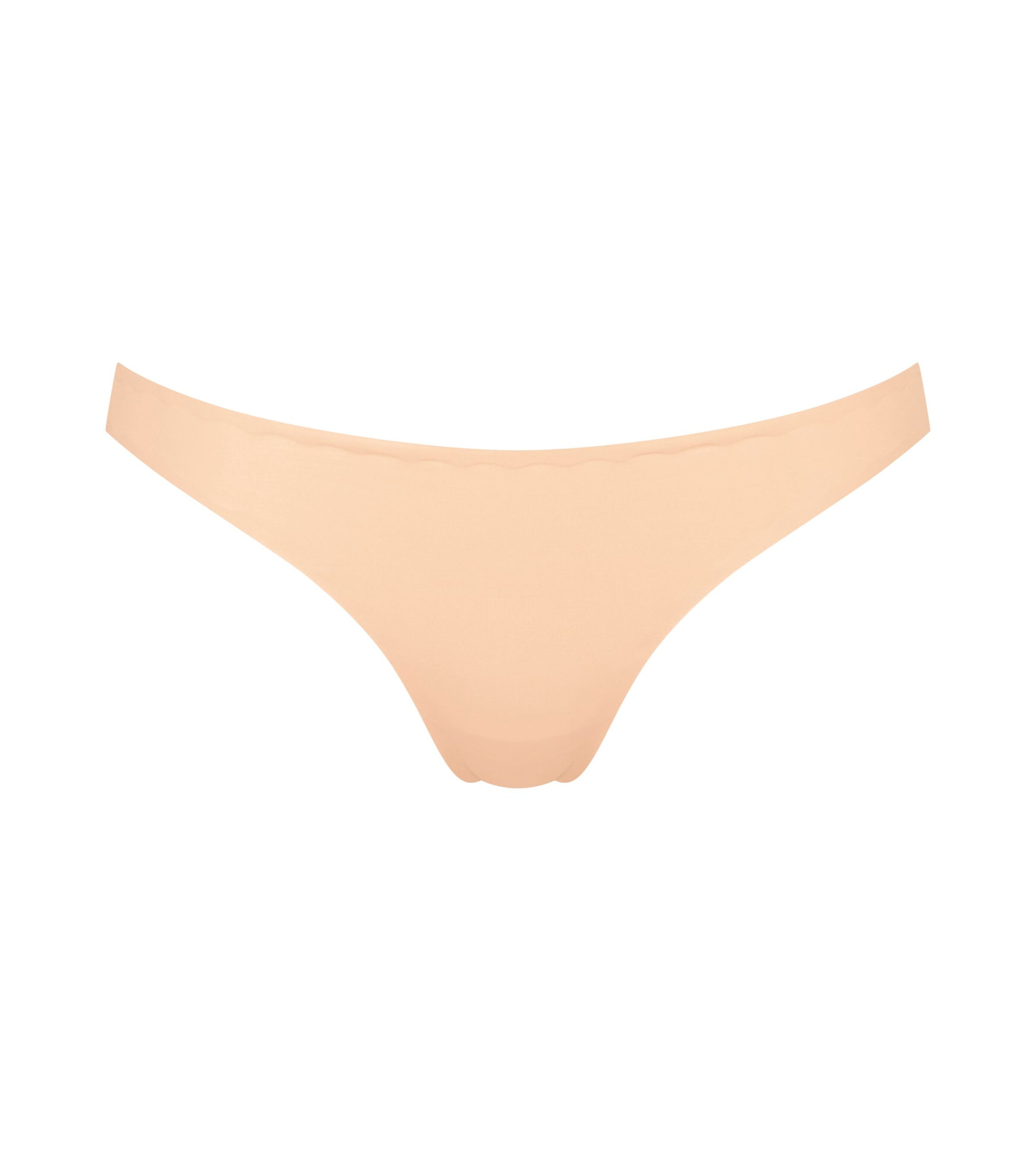 Product-only front view of the Sloggi Body Adapt Twist Brazil panty in powder orange, highlighting the mesh waistband and seamless finish. Shop Online