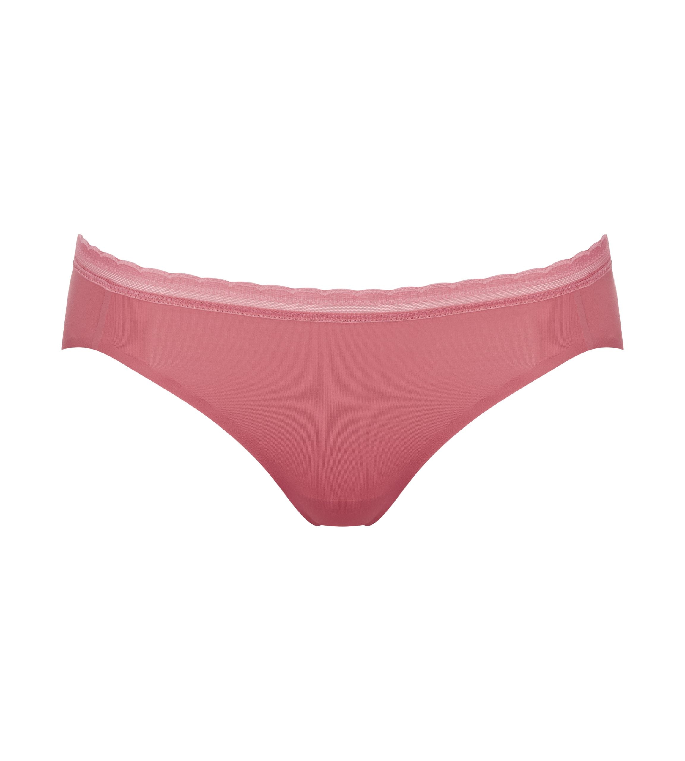 Product-only front view of the Sloggi Body Adapt Twist hipster panty in Rose, highlighting the delicate mesh waistband and seamless edges. Order Now Online