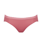Product-only front view of the Sloggi Body Adapt Twist hipster panty in Rose, highlighting the delicate mesh waistband and seamless edges. Order Now Online