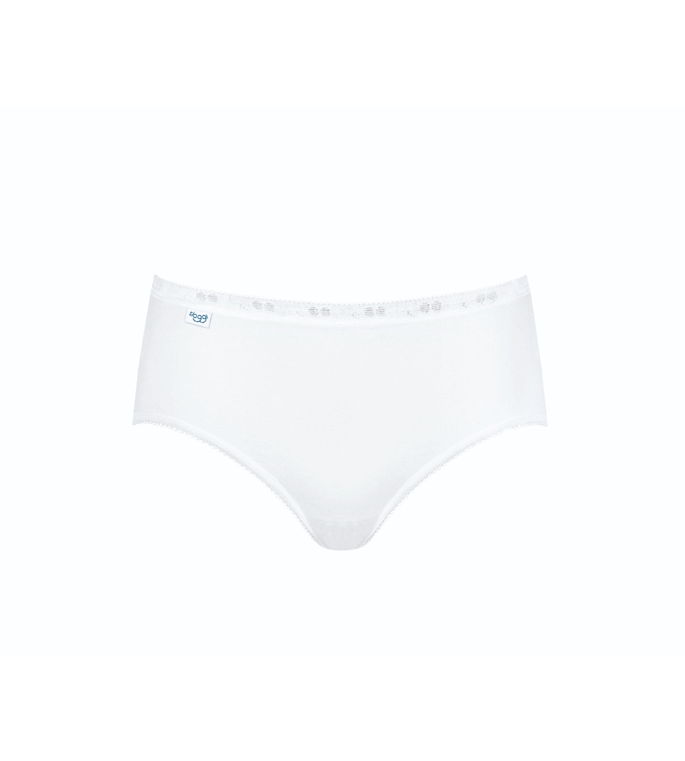  Product-only view of Sloggi Basic+ white midi panty, showing the mid-rise waist and soft, breathable cotton texture. Now Available Online