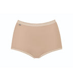 Product-only view of model wearing the Sloggi Basic+ beige maxi panties, showcasing the high-waisted silhouette and soft cotton texture. Shop Now Online