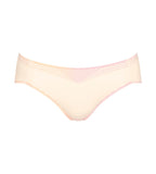 Product-only view of model wearing the Sloggi Body Adapt Twist hipster panty in peach cream, highlighting the mesh waistband and seamless laser-cut edges.