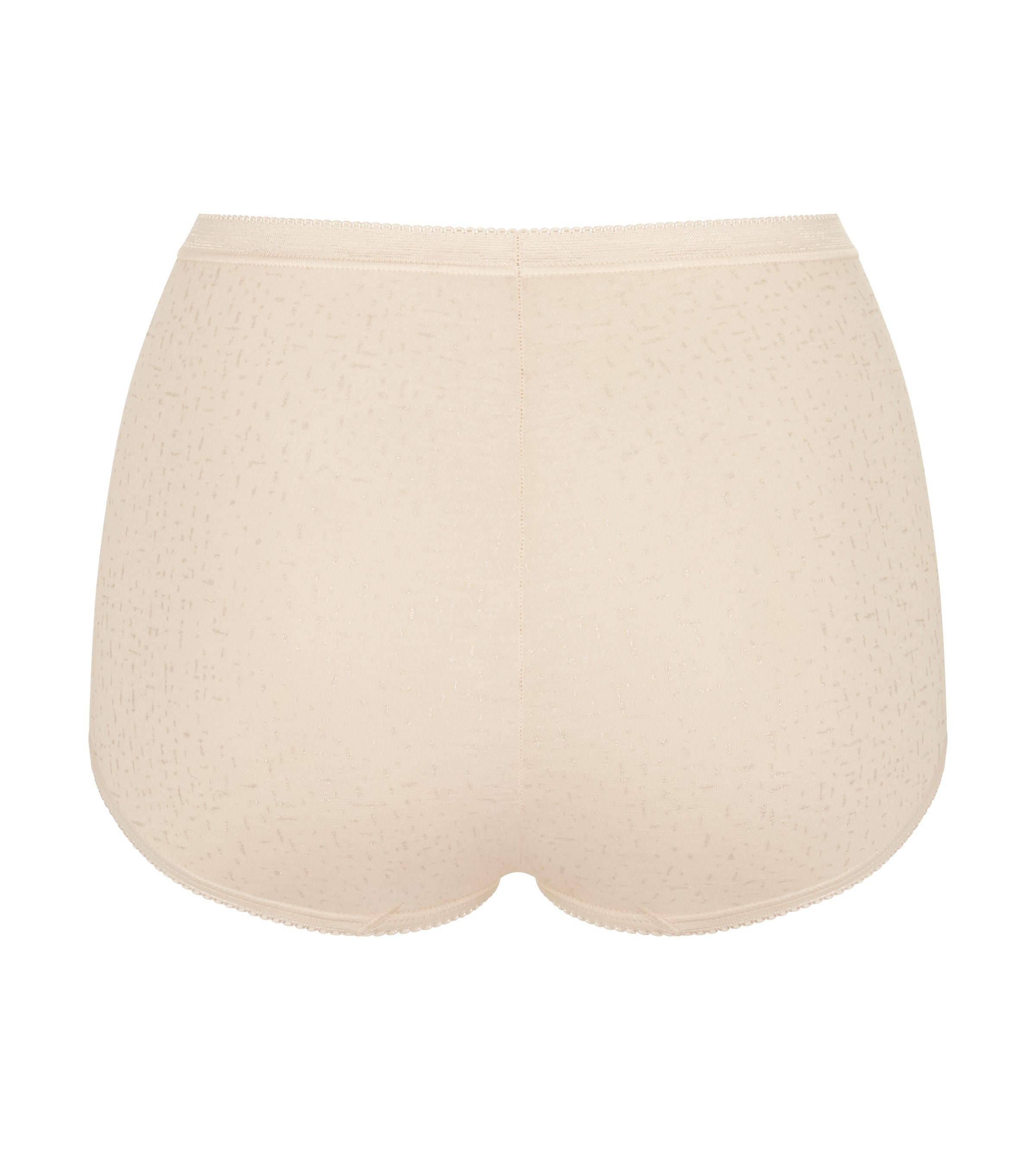 Product-only view of the Sloggi Basic+ Maxi panties in Beige, showcasing the full-coverage fit and soft cotton texture. Available Online at Blue Salon Qatar