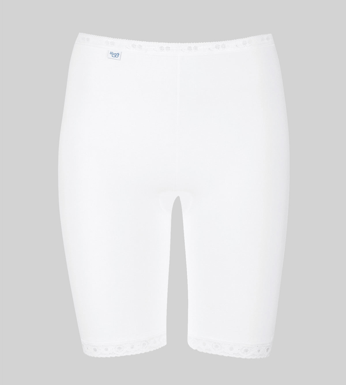 Product-only view of the Sloggi Basic+ white long panty, showcasing the high-waisted fit and soft cotton-stretch fabric. Shop Online Today