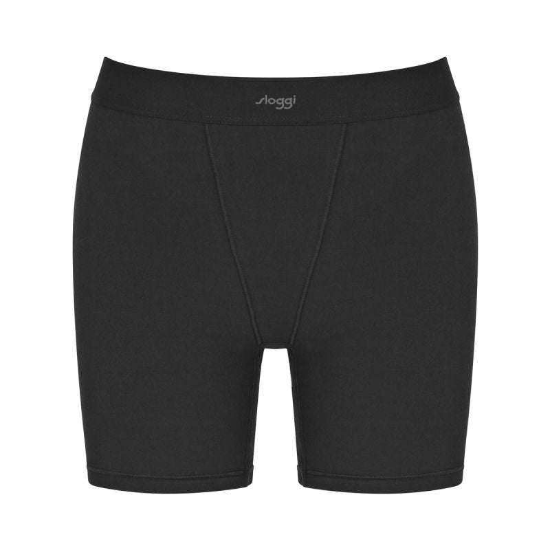 Product-only view of the Sloggi Ever Ease black cyclist shorts, showcasing the mid-thigh length and smooth, seamless construction. Shop the Latest Online
