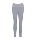Product-only view of the Triumph Flex Smart Morandi Grey sports leggings, showing the high-waisted fit and smooth, seamless construction. Shop Now Online