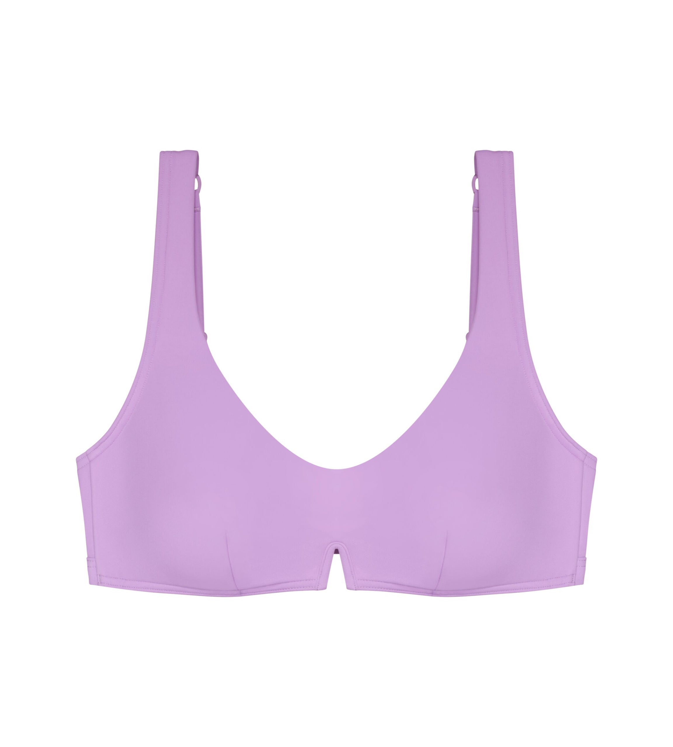 Product-only view of the Triumph Flex Smart Summer light purple padded bikini top, showcasing the smooth neckline and flexible wire-free construction. Shop the Latest Online