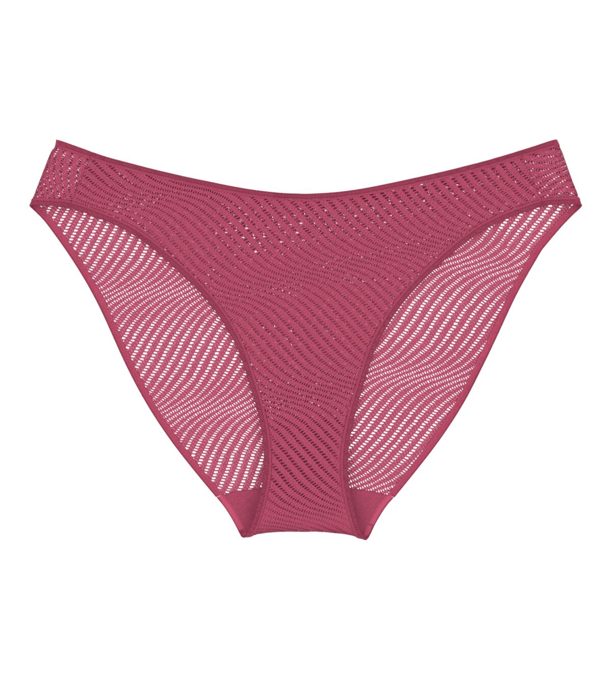 Product-only view of the Triumph Harmony Spotlight dark pink Tai panty, showcasing the vibrant lace and flattering high-leg fit. Shop the Latest Online