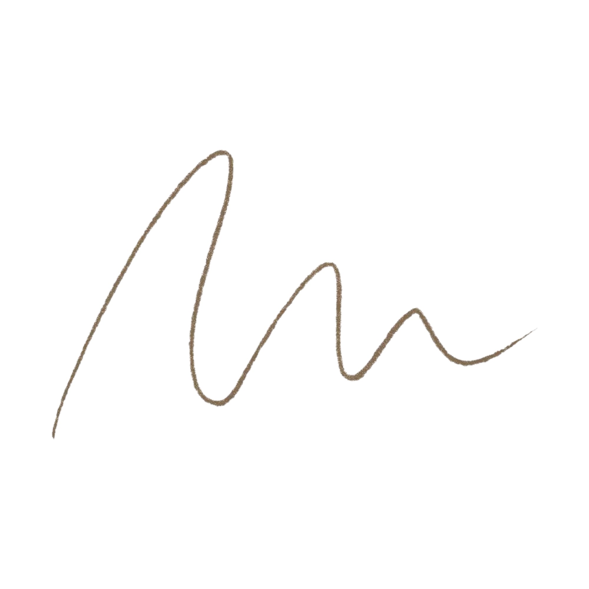 A thin, wavy swatch of matte taupe-brown cosmetic pigment.