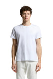 White pure cotton short-sleeved crewneck T-shirt.