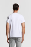 White pure cotton crewneck T-shirt with short sleeves and a plain back.