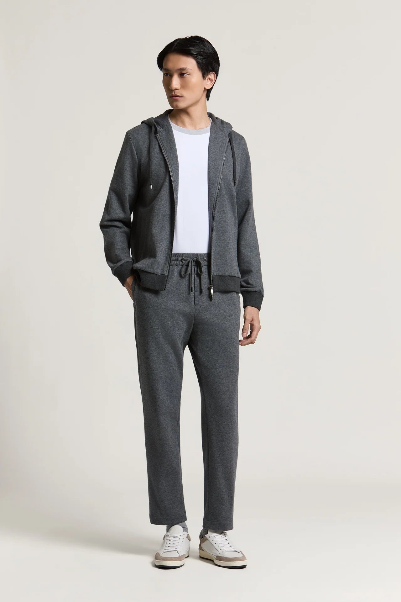 Galaxy Blue full-zip hoodie with a hood, drawstrings, ribbed cuffs and hem, and a silver-toned zipper.