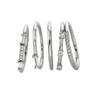 Buckley London 5Pc Stacking Ring Set Imitation Rhodium Plate Small