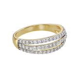 Buckley London Trio Pave Band Ring Gold + Rhodium