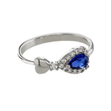 Buckley London Sapphire Heart Pear-Drop Ring Silver & Sapphire