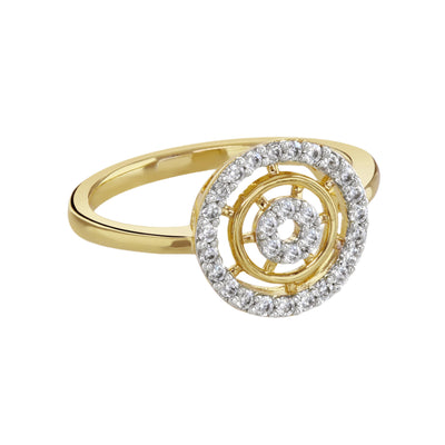 Buckley London TwoTone Pave Halo Ring Gold + Rhodium Medium