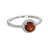 Buckley London Ruby Halo Ring Rhodium Small
