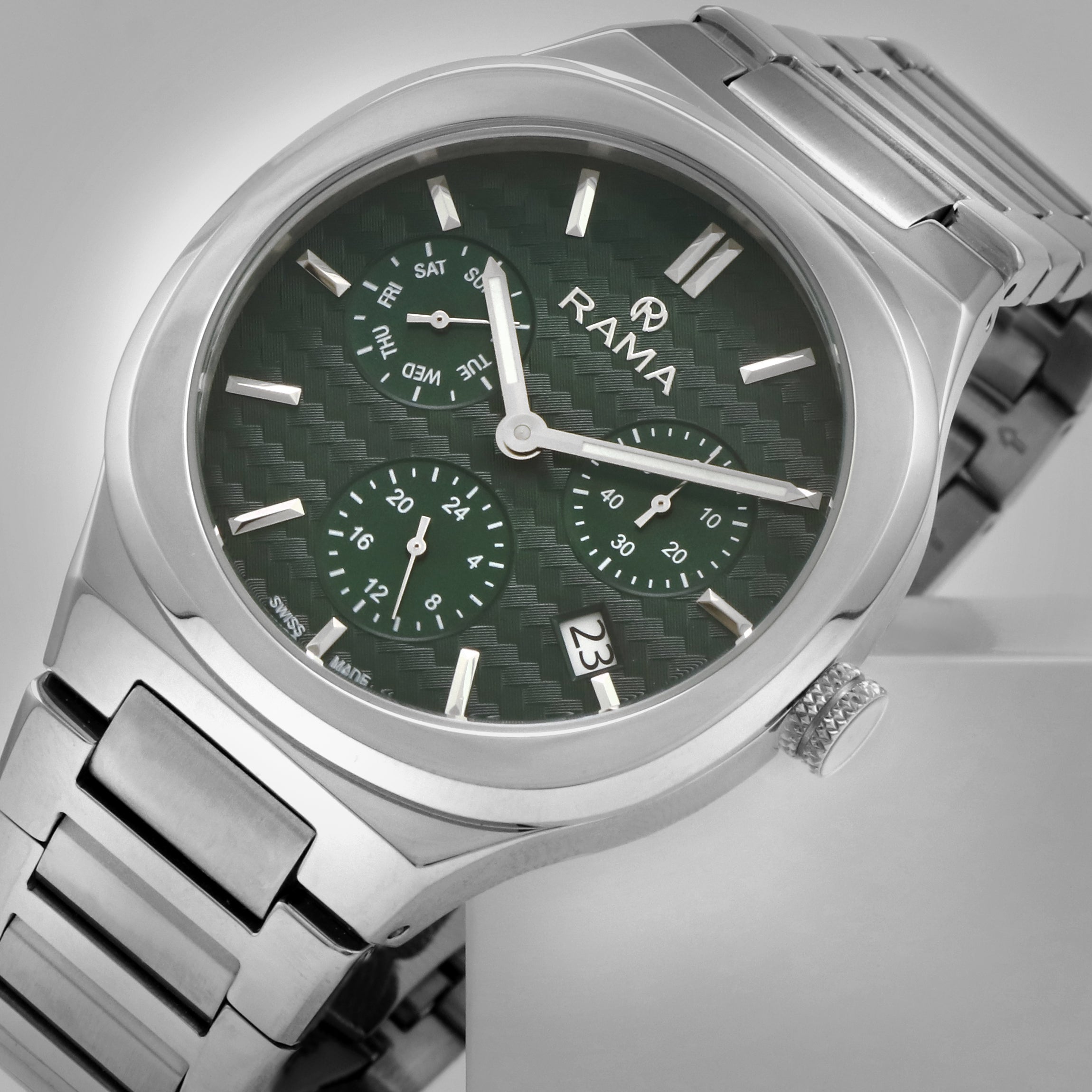 Rama Gents Green Dial Stainless Steel Case & Bracelet Quartz Watch | Fashion Watches | GCC | Mens | Mens Watches | SP Rama Gents Green Dial Stainless Steel Case & Bracelet Quartz Watch | Fashion Watches | GCC | Mens | Mens Watches | SP