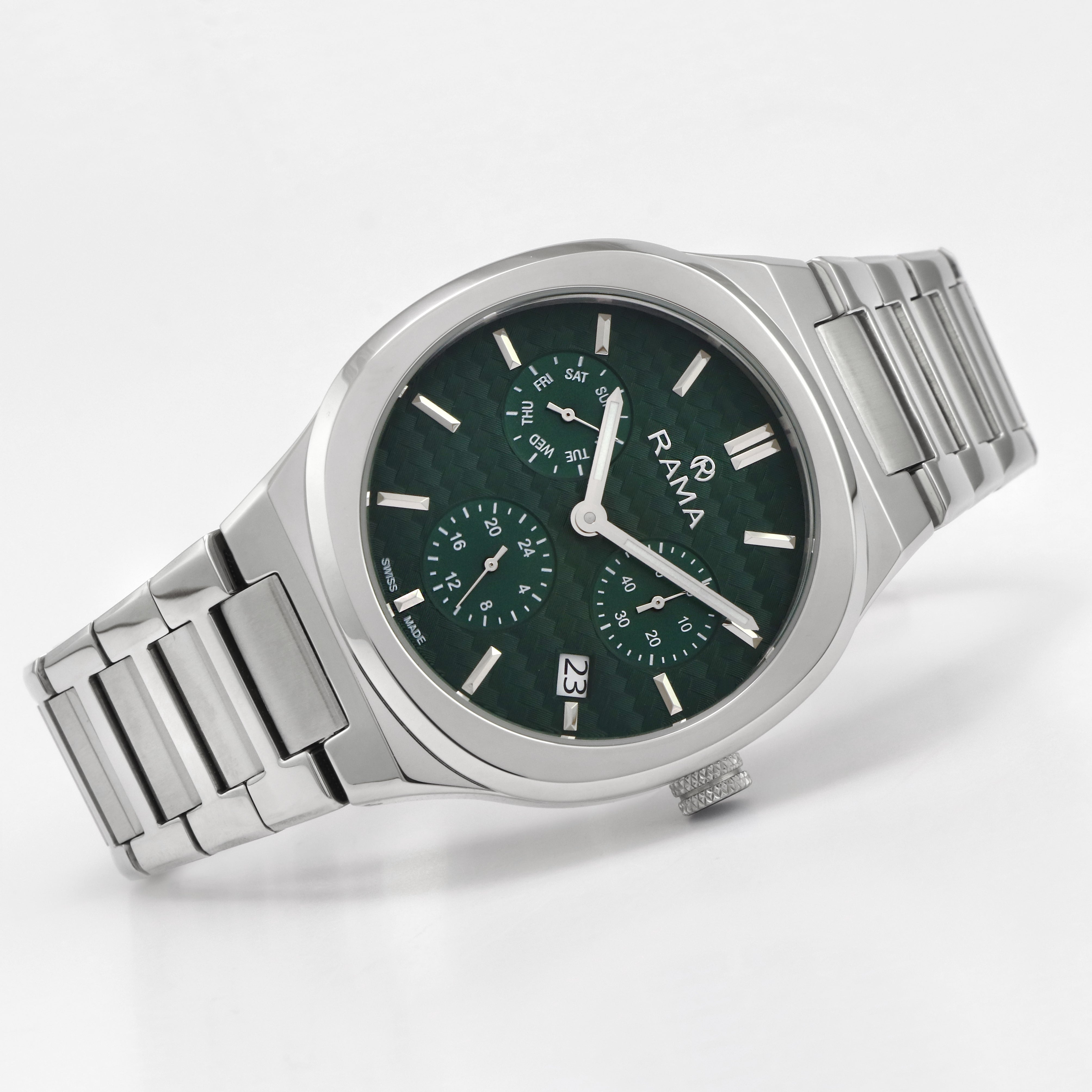 Rama Gents Green Dial Stainless Steel Case & Bracelet Quartz Watch | Fashion Watches | GCC | Mens | Mens Watches | SP Rama Gents Green Dial Stainless Steel Case & Bracelet Quartz Watch | Fashion Watches | GCC | Mens | Mens Watches | SP
